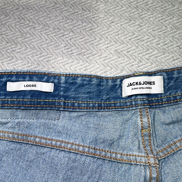 Jack and Jones Blue and Black Jean Shorts Distressed Style - Picture 9 of 10